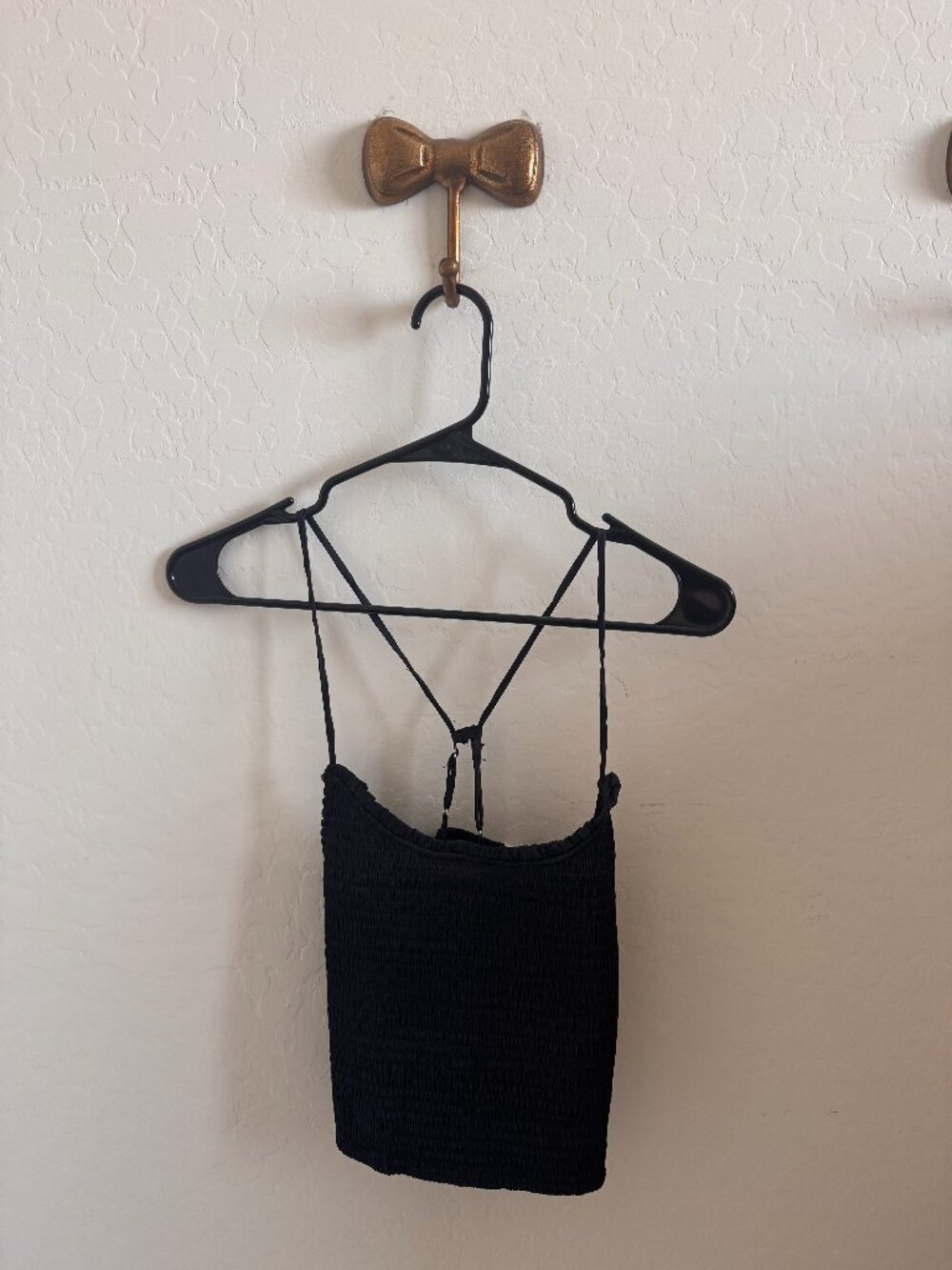 NWT Free People black smocked strappy tank (S)